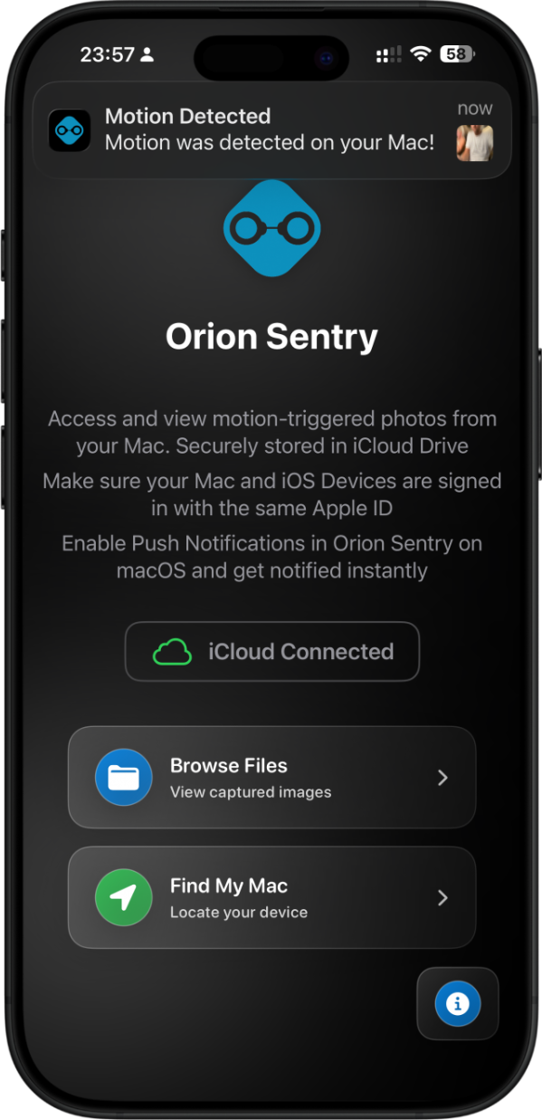 Orion Sentry iOS App