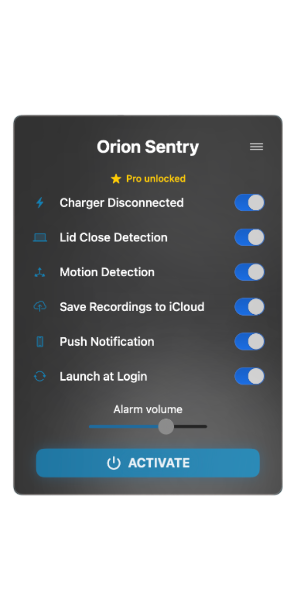 Orion Sentry Settings